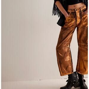 Free People Lucky You Mid Rise Barrel Jeans in Golden Rule